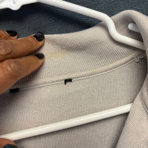 Cropped Striped Collared Pullover Sweater Beige Black Women’s Top Preppy Casual - Picture 5 of 9